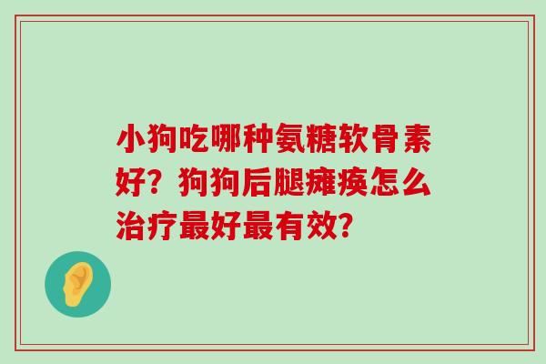小狗吃哪种氨糖软骨素好?狗狗后腿瘫痪怎么治疗最好最有效?-第1张图片-氨糖科普网 小狗吃哪种氨糖软骨素好?狗狗后腿瘫痪怎么治疗最好最有效?-第1张图片-氨糖科普网