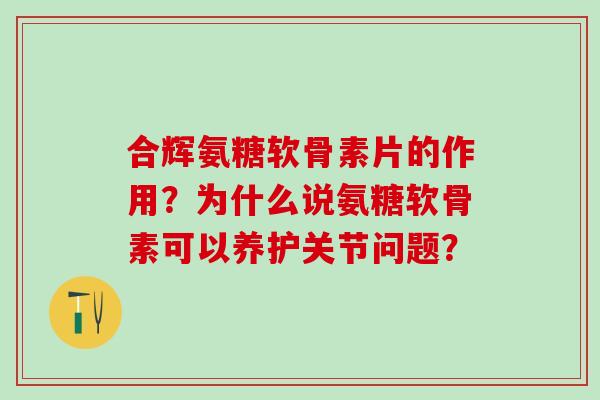 合辉氨糖软骨素片的作用?为什么说氨糖软骨素可以养护关节问题?-第1张图片-氨糖科普网 合辉氨糖软骨素片的作用?为什么说氨糖软骨素可以养护关节问题?-第1张图片-氨糖科普网