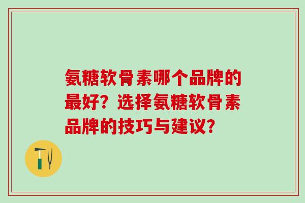 氨糖软骨素哪个品牌的最好?选择氨糖软骨素品牌的技巧与建议?-第1张图片-氨糖科普网 氨糖软骨素哪个品牌的最好?选择氨糖软骨素品牌的技巧与建议?-第1张图片-氨糖科普网
