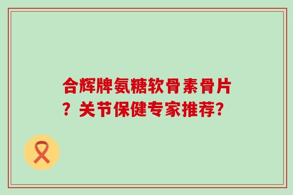 合辉牌氨糖软骨素骨片？关节保健专家推荐？-第1张图片-氨糖科普网