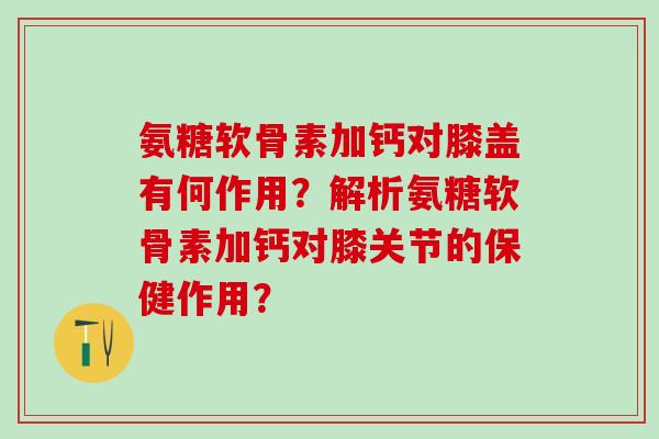 氨糖软骨素加钙对膝盖有何作用?解析氨糖软骨素加钙对膝关节的保健作用?-第1张图片-氨糖科普网 氨糖软骨素加钙对膝盖有何作用?解析氨糖软骨素加钙对膝关节的保健作用?-第1张图片-氨糖科普网