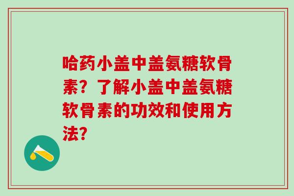 哈药小盖中盖氨糖软骨素?了解小盖中盖氨糖软骨素的功效和使用方法?-第1张图片-氨糖科普网 哈药小盖中盖氨糖软骨素?了解小盖中盖氨糖软骨素的功效和使用方法?-第1张图片-氨糖科普网