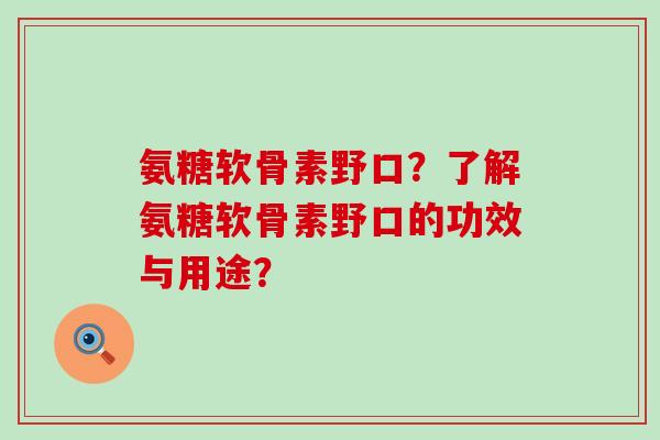 氨糖软骨素野口?了解氨糖软骨素野口的功效与用途?-第1张图片-氨糖科普网 氨糖软骨素野口?了解氨糖软骨素野口的功效与用途?-第1张图片-氨糖科普网
