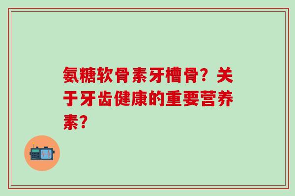 氨糖软骨素牙槽骨？关于牙齿健康的重要营养素？-第1张图片-氨糖科普网