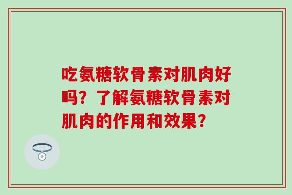 吃氨糖软骨素对肌肉好吗?了解氨糖软骨素对肌肉的作用和效果?-第1张图片-氨糖科普网 吃氨糖软骨素对肌肉好吗?了解氨糖软骨素对肌肉的作用和效果?-第1张图片-氨糖科普网