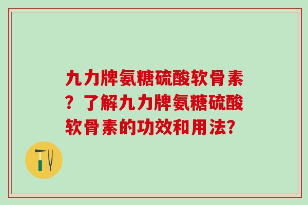 九力牌氨糖硫酸软骨素？了解九力牌氨糖硫酸软骨素的功效和用法？-第1张图片-氨糖科普网