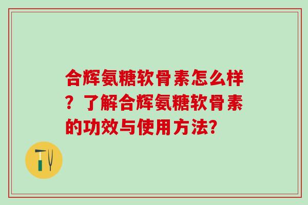 合辉氨糖软骨素怎么样？了解合辉氨糖软骨素的功效与使用方法？-第1张图片-氨糖科普网