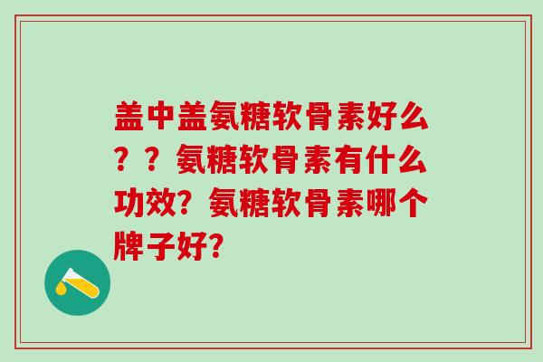 盖中盖氨糖软骨素好么??氨糖软骨素有什么功效?氨糖软骨素哪个牌子好?-第1张图片-氨糖科普网 盖中盖氨糖软骨素好么??氨糖软骨素有什么功效?氨糖软骨素哪个牌子好?-第1张图片-氨糖科普网
