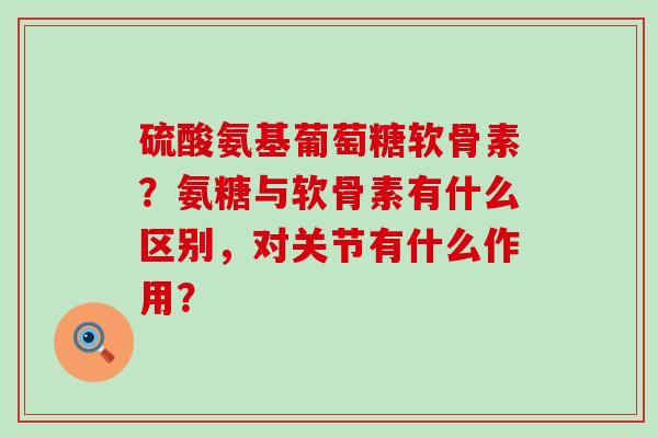 硫酸氨基葡萄糖软骨素？氨糖与软骨素有什么区别，对关节有什么作用？-第1张图片-氨糖科普网