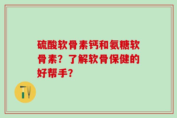 硫酸软骨素钙和氨糖软骨素?了解软骨保健的好帮手?-第1张图片-氨糖科普网 硫酸软骨素钙和氨糖软骨素?了解软骨保健的好帮手?-第1张图片-氨糖科普网