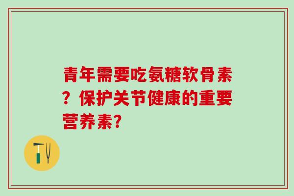 青年需要吃氨糖软骨素？保护关节健康的重要营养素？-第1张图片-氨糖科普网