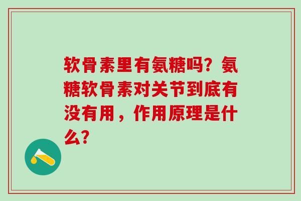 软骨素里有氨糖吗?氨糖软骨素对关节到底有没有用,作用原理是什么?-第1张图片-氨糖科普网 软骨素里有氨糖吗?氨糖软骨素对关节到底有没有用,作用原理是什么?-第1张图片-氨糖科普网
