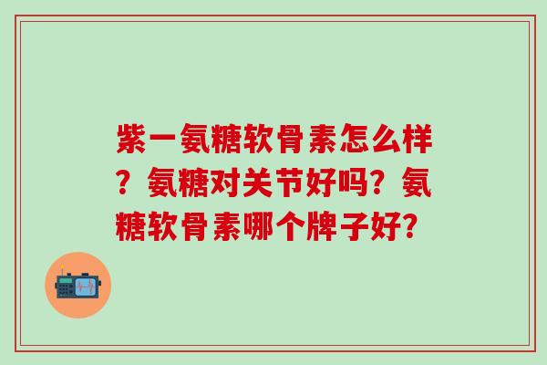 紫一氨糖软骨素怎么样？氨糖对关节好吗？氨糖软骨素哪个牌子好？-第1张图片-氨糖科普网