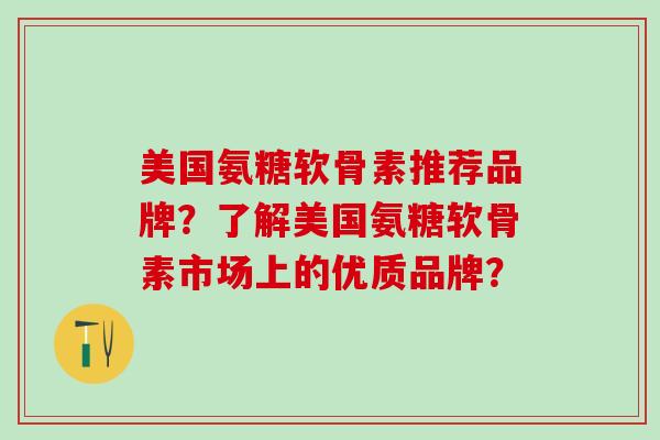 美国氨糖软骨素推荐品牌？了解美国氨糖软骨素市场上的优质品牌？-第1张图片-氨糖科普网