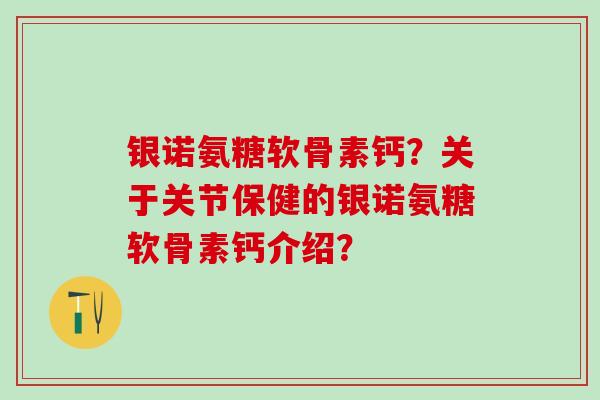 银诺氨糖软骨素钙？关于关节保健的银诺氨糖软骨素钙介绍？-第1张图片-氨糖科普网