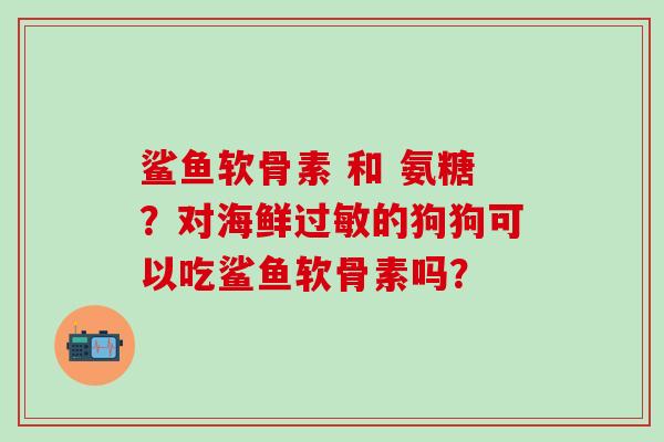 鲨鱼软骨素 和 氨糖?对海鲜过敏的狗狗可以吃鲨鱼软骨素吗?-第1张图片-氨糖科普网 鲨鱼软骨素 和 氨糖?对海鲜过敏的狗狗可以吃鲨鱼软骨素吗?-第1张图片-氨糖科普网