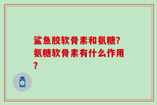 鲨鱼胶软骨素和氨糖?氨糖软骨素有什么作用?-第1张图片-氨糖科普网 鲨鱼胶软骨素和氨糖?氨糖软骨素有什么作用?-第1张图片-氨糖科普网