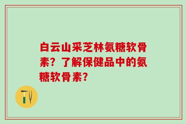 白云山采芝林氨糖软骨素?了解保健品中的氨糖软骨素?-第1张图片-氨糖科普网 白云山采芝林氨糖软骨素?了解保健品中的氨糖软骨素?-第1张图片-氨糖科普网