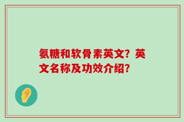 氨糖和软骨素英文？英文名称及功效介绍？-第1张图片-氨糖科普网