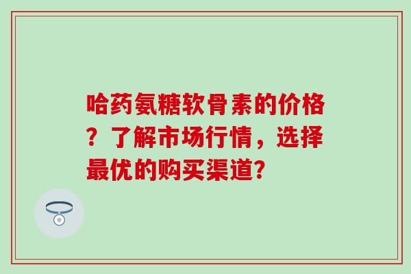 哈药氨糖软骨素的价格？了解市场行情，选择最优的购买渠道？-第1张图片-氨糖科普网