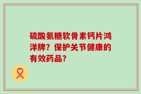 硫酸氨糖软骨素钙片鸿洋牌?保护关节健康的有效药品?-第1张图片-氨糖科普网 硫酸氨糖软骨素钙片鸿洋牌?保护关节健康的有效药品?-第1张图片-氨糖科普网