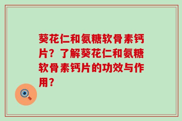 葵花仁和氨糖软骨素钙片?了解葵花仁和氨糖软骨素钙片的功效与作用?-第1张图片-氨糖科普网 葵花仁和氨糖软骨素钙片?了解葵花仁和氨糖软骨素钙片的功效与作用?-第1张图片-氨糖科普网