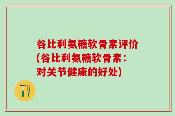 谷比利氨糖软骨素评价(谷比利氨糖软骨素：对关节健康的好处)-第1张图片-氨糖科普网