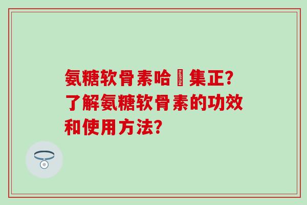 氨糖软骨素哈醫集正?了解氨糖软骨素的功效和使用方法?-第1张图片-氨糖科普网 氨糖软骨素哈醫集正?了解氨糖软骨素的功效和使用方法?-第1张图片-氨糖科普网
