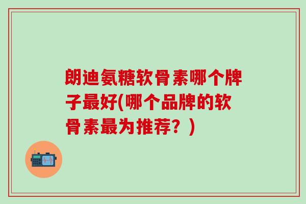 朗迪氨糖软骨素哪个牌子最好(哪个品牌的软骨素最为推荐？)-第1张图片-氨糖科普网