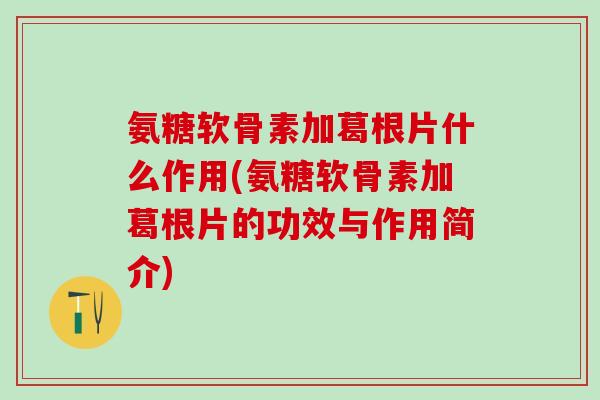 氨糖软骨素加葛根片什么作用(氨糖软骨素加葛根片的功效与作用简介)-第1张图片-氨糖科普网