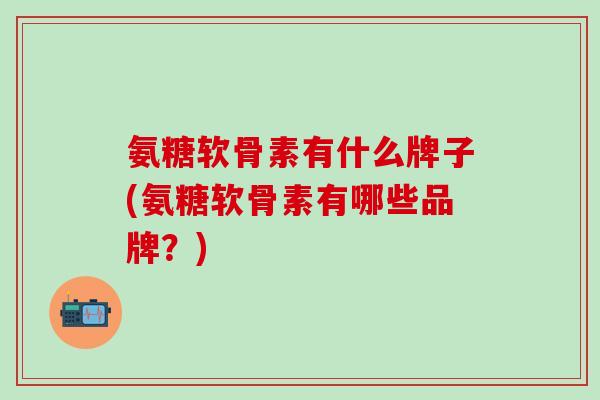 氨糖软骨素有什么牌子(氨糖软骨素有哪些品牌?)-第1张图片-氨糖科普网 氨糖软骨素有什么牌子(氨糖软骨素有哪些品牌?)-第1张图片-氨糖科普网