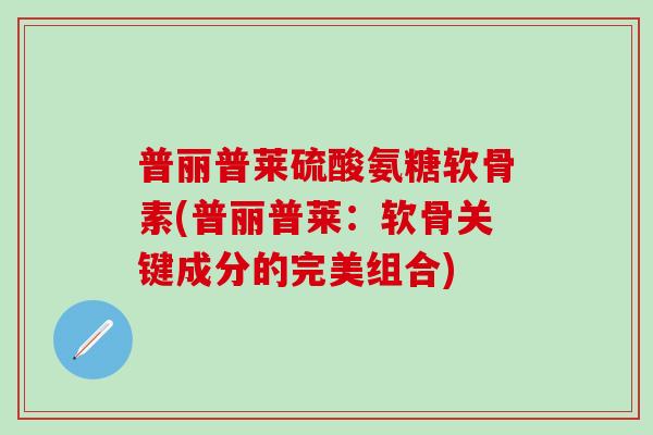 普丽普莱硫酸氨糖软骨素(普丽普莱:软骨关键成分的完美组合)-第1张图片-氨糖科普网 普丽普莱硫酸氨糖软骨素(普丽普莱:软骨关键成分的完美组合)-第1张图片-氨糖科普网