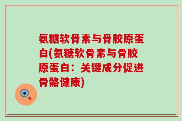 氨糖软骨素与骨胶原蛋白(氨糖软骨素与骨胶原蛋白:关键成分促进骨骼健康)-第1张图片-氨糖科普网 氨糖软骨素与骨胶原蛋白(氨糖软骨素与骨胶原蛋白:关键成分促进骨骼健康)-第1张图片-氨糖科普网