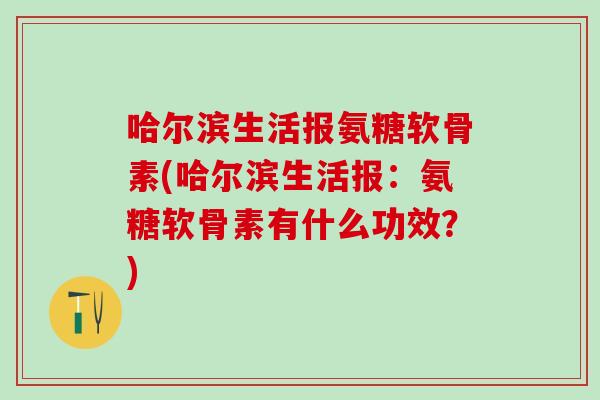 哈尔滨生活报氨糖软骨素(哈尔滨生活报：氨糖软骨素有什么功效？)-第1张图片-氨糖科普网