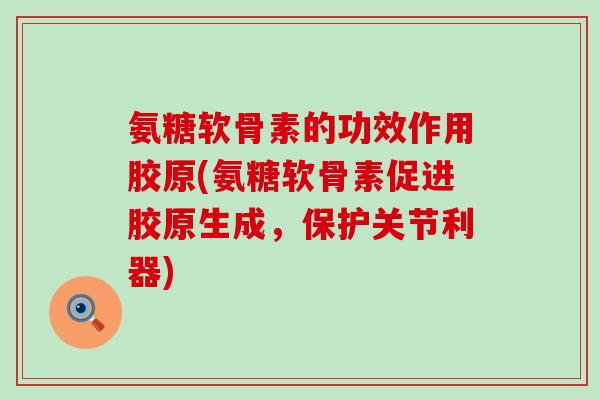 氨糖软骨素的功效作用胶原(氨糖软骨素促进胶原生成,保护关节利器)-第1张图片-氨糖科普网 氨糖软骨素的功效作用胶原(氨糖软骨素促进胶原生成,保护关节利器)-第1张图片-氨糖科普网