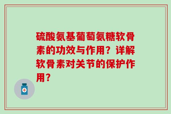 硫酸氨基葡萄氨糖软骨素的功效与作用？详解软骨素对关节的保护作用？-第1张图片-氨糖科普网