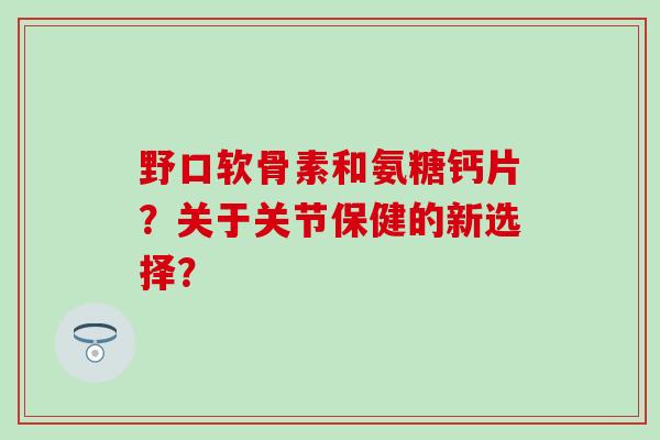野口软骨素和氨糖钙片?关于关节保健的新选择?-第1张图片-氨糖科普网 野口软骨素和氨糖钙片?关于关节保健的新选择?-第1张图片-氨糖科普网