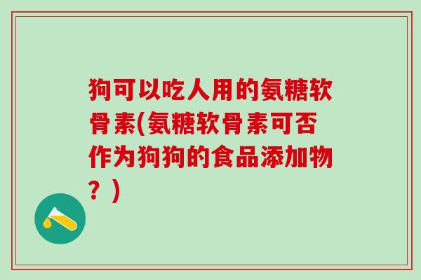 狗可以吃人用的氨糖软骨素(氨糖软骨素可否作为狗狗的食品添加物？)-第1张图片-氨糖科普网