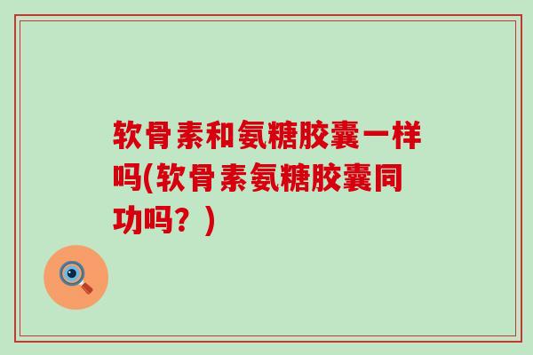 软骨素和氨糖胶囊一样吗(软骨素氨糖胶囊同功吗?)-第1张图片-氨糖科普网 软骨素和氨糖胶囊一样吗(软骨素氨糖胶囊同功吗?)-第1张图片-氨糖科普网