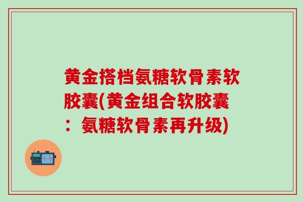 黄金搭档氨糖软骨素软胶囊(黄金组合软胶囊:氨糖软骨素再升级)-第1张图片-氨糖科普网 黄金搭档氨糖软骨素软胶囊(黄金组合软胶囊:氨糖软骨素再升级)-第1张图片-氨糖科普网