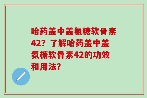 哈药盖中盖氨糖软骨素42?了解哈药盖中盖氨糖软骨素42的功效和用法?-第1张图片-氨糖科普网 哈药盖中盖氨糖软骨素42?了解哈药盖中盖氨糖软骨素42的功效和用法?-第1张图片-氨糖科普网