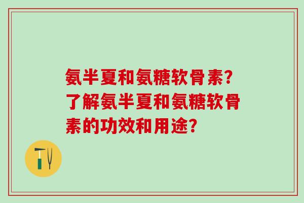 氨半夏和氨糖软骨素?了解氨半夏和氨糖软骨素的功效和用途?-第1张图片-氨糖科普网 氨半夏和氨糖软骨素?了解氨半夏和氨糖软骨素的功效和用途?-第1张图片-氨糖科普网