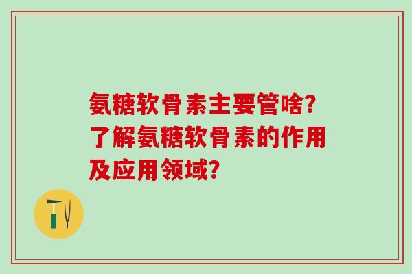 氨糖软骨素主要管啥？了解氨糖软骨素的作用及应用领域？-第1张图片-氨糖科普网