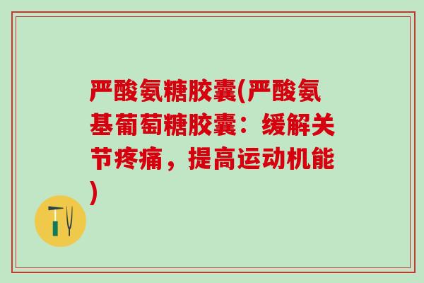 严酸氨糖胶囊(严酸氨基葡萄糖胶囊:缓解关节疼痛,提高运动机能)-第1张图片-氨糖科普网 严酸氨糖胶囊(严酸氨基葡萄糖胶囊:缓解关节疼痛,提高运动机能)-第1张图片-氨糖科普网
