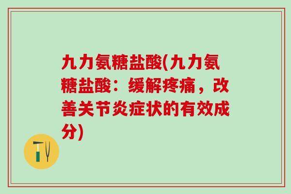 九力氨糖盐酸(九力氨糖盐酸：缓解疼痛，改善关节炎症状的有效成分)-第1张图片-氨糖科普网