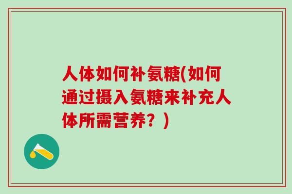 人体如何补氨糖(如何通过摄入氨糖来补充人体所需营养?)-第1张图片-氨糖科普网 人体如何补氨糖(如何通过摄入氨糖来补充人体所需营养?)-第1张图片-氨糖科普网