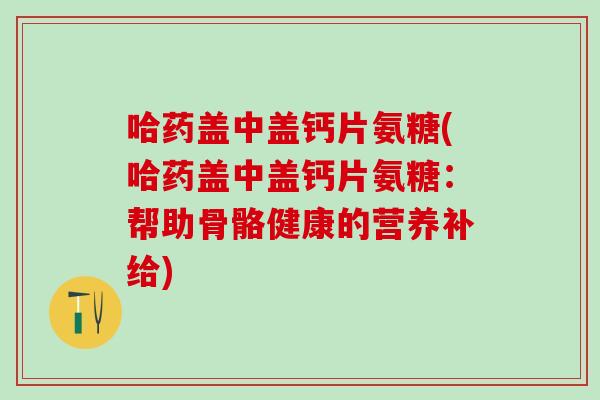 哈药盖中盖钙片氨糖(哈药盖中盖钙片氨糖：帮助骨骼健康的营养补给)-第1张图片-氨糖科普网