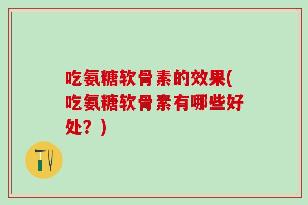 吃氨糖软骨素的效果(吃氨糖软骨素有哪些好处？)-第1张图片-氨糖科普网