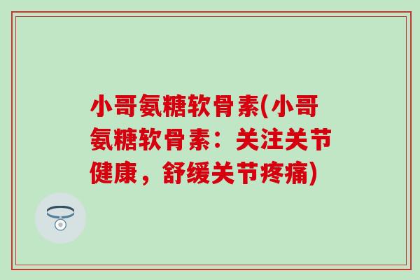 小哥氨糖软骨素(小哥氨糖软骨素：关注关节健康，舒缓关节疼痛)-第1张图片-氨糖科普网