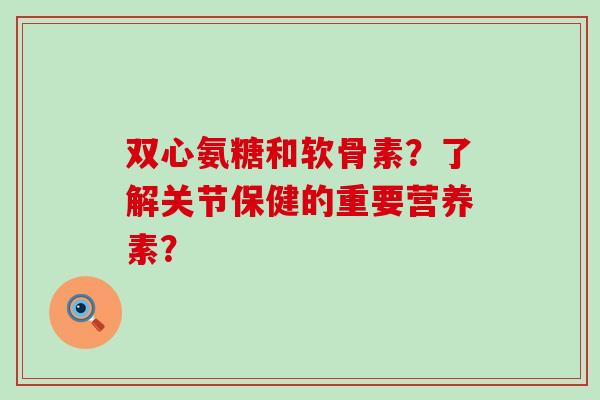 双心氨糖和软骨素?了解关节保健的重要营养素?-第1张图片-氨糖科普网 双心氨糖和软骨素?了解关节保健的重要营养素?-第1张图片-氨糖科普网